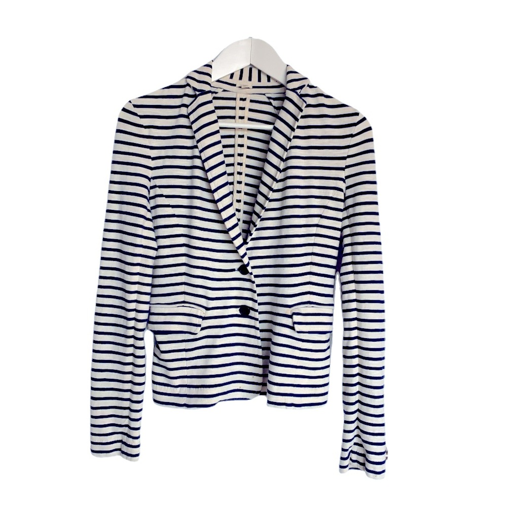 J-Crew Maritime Navy Stripe Style Blazer. XS